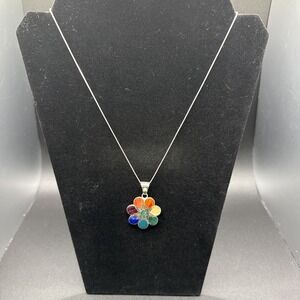 Vintage Silver 950 Flower Pendant on a Silver 925 Chain - 1970s